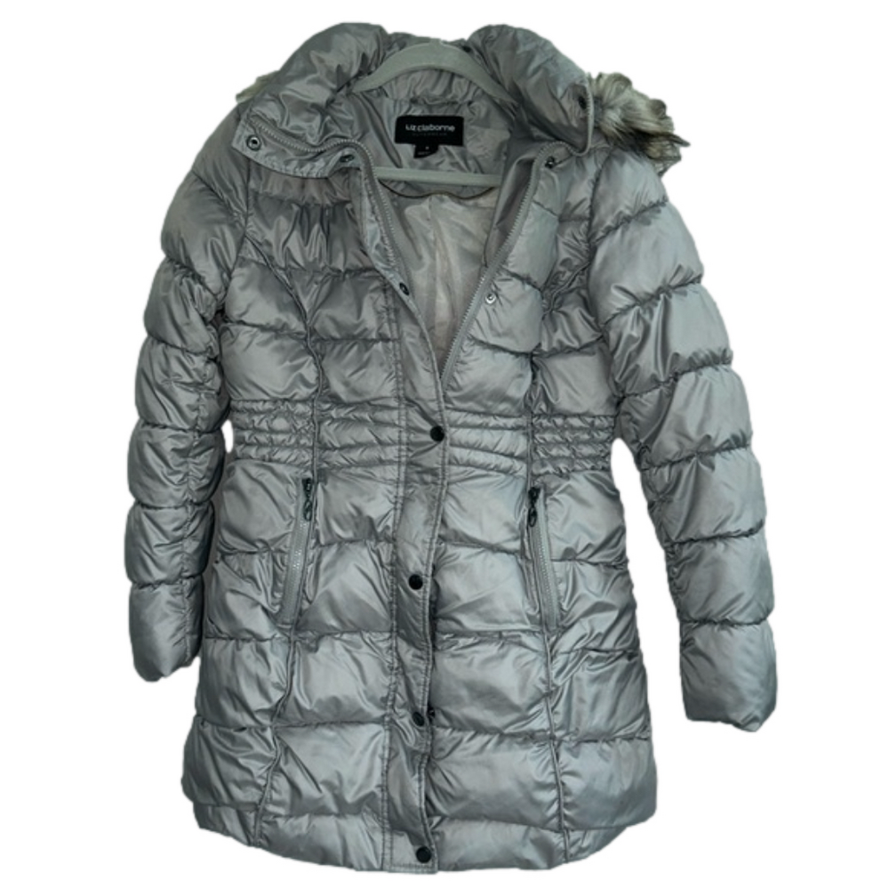 Liz Claiborne: Sliver-Gray Winter Coat: Size M